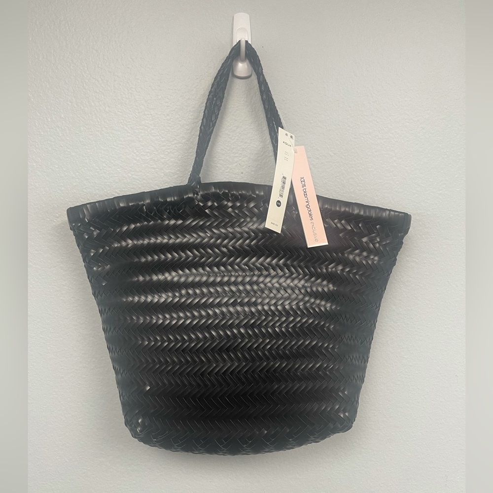 Aqua Brand Black vinyl tote